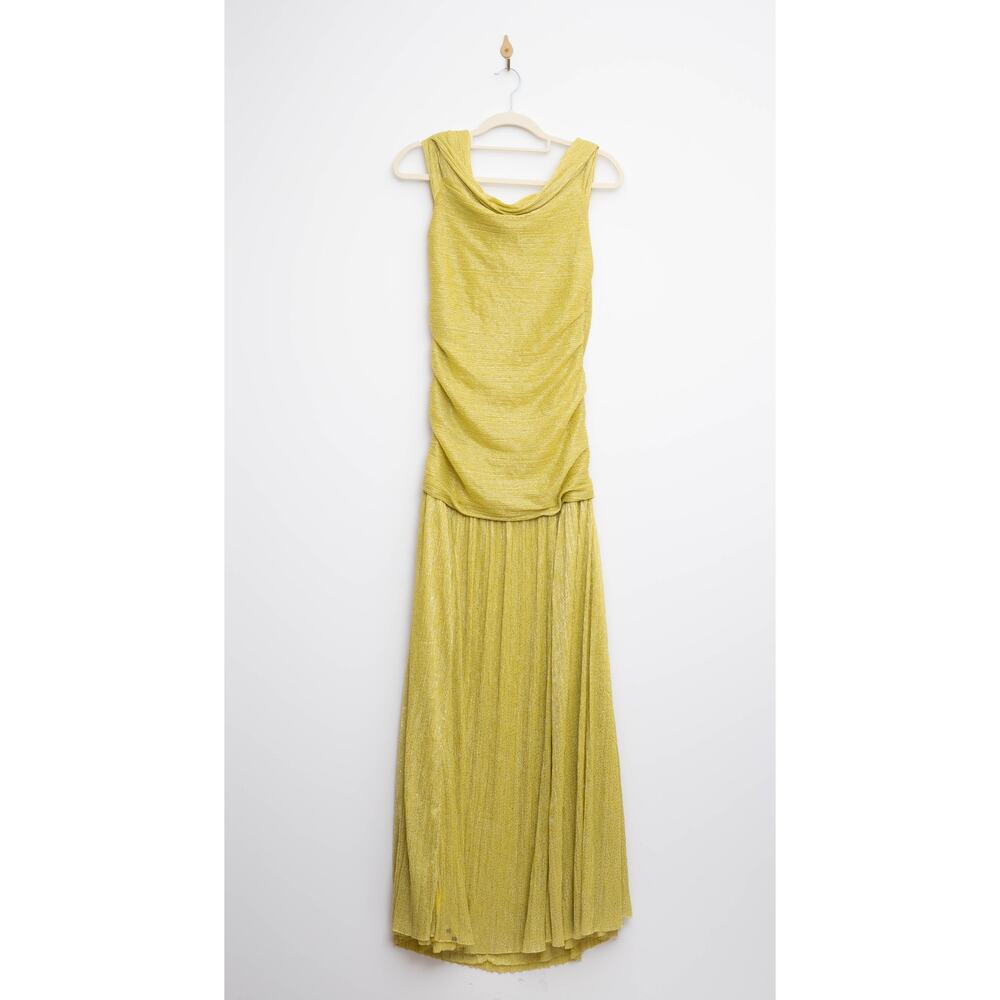 Sabina Musayev Off-Shoulder Metallic Lime Maxi Gown - Picture 5 of 7